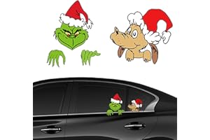 CYNCOY Christmas Car Decals, 6.22" Cute Funny Cartoon Christmas Car Stickers, Waterproof Cute Cartoon Christmas Peeker Stickers for Cars, Vinyl Decal for Car Window Wall Laptop Holiday Card Gift