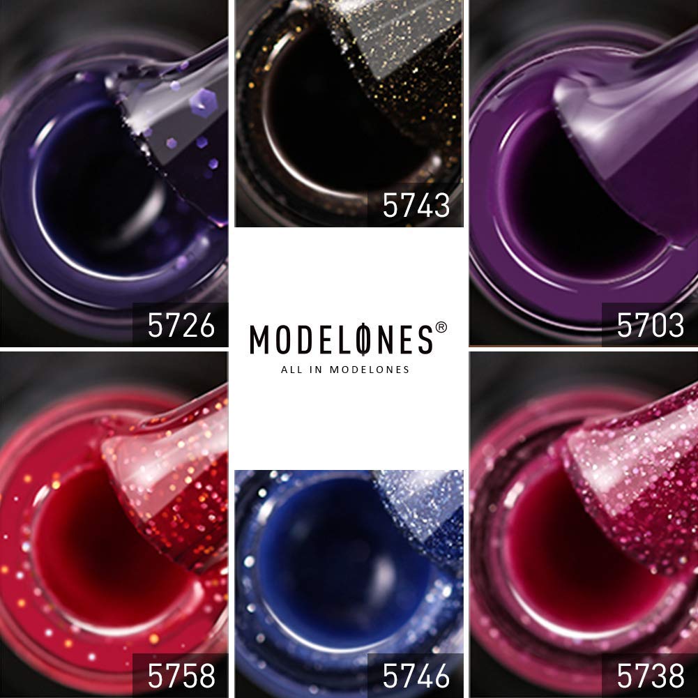Modelones Mood Gel Nail Polish - Color Changing Gel Nail Polish Set- Red Glitter Gel Polish- Soak Off Gel Nail Polish Manicure- 6 Colors 0.33 OZ 10 ML with Gift Box for Nail Art DIY at Home : Beauty