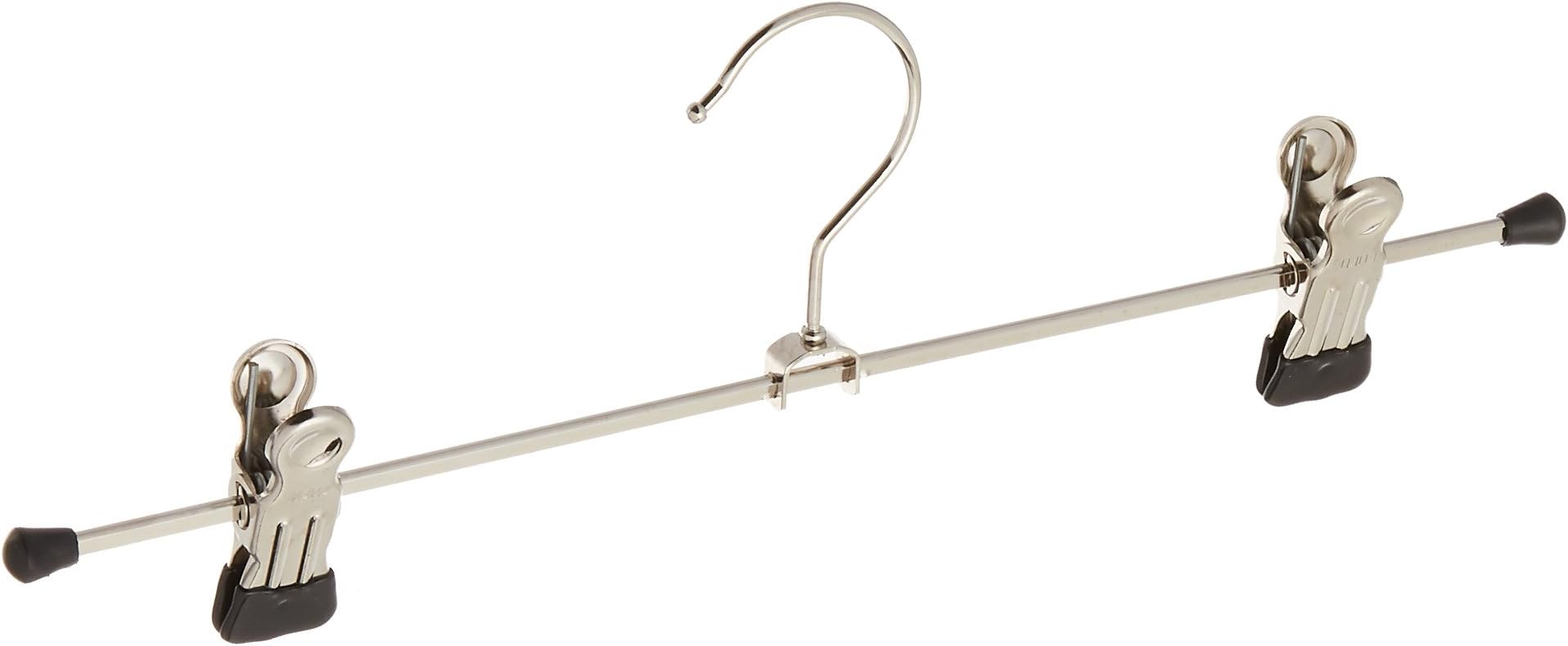 MAWAby Reston Lloyd Non-Slip Space-Saving Clothes Hanger For Pants & Skirts with Two Extra Large Clips, 15 3/4 inch, Style K/40DG, Set of 10, Black
