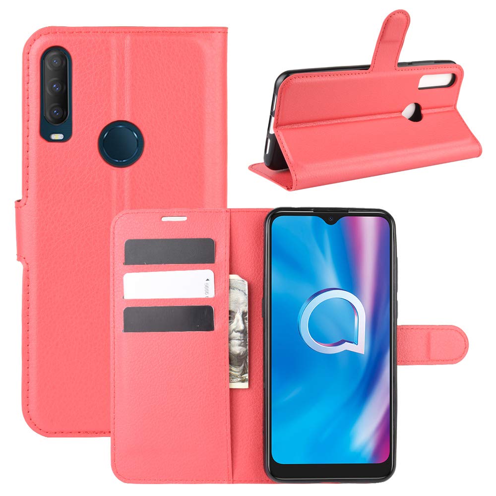 HualuBro Alcatel 3L 2020 Case, Alcatel 1V 2020 Case, Alcatel 1S 2020 Case, Premium PU Leather Magnetic Shockproof Wallet Folio Flip Case Cover with Card Holder for Alcatel 3L 2020 Phone Case (Red) โ image 1