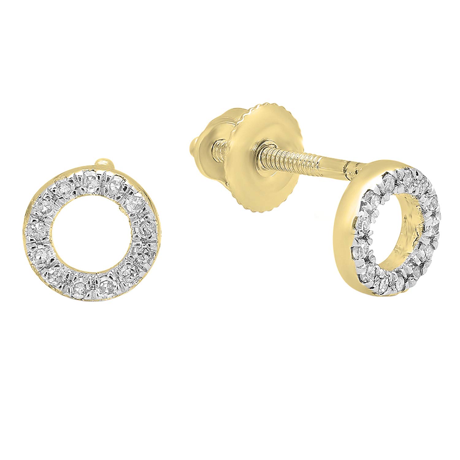 Dazzlingrock Collection Round White Diamond Ladies Circle Shape Stud Earrings