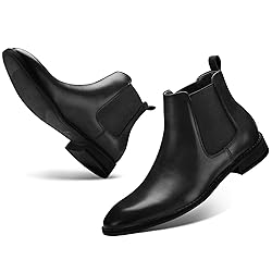 CGRRBW Black Leather Chelsea Boots Men Dress Boots