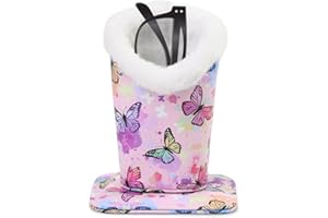 FlyingMage Plush Lined Eyeglasses Holder, Cute Magnetic PU Leather Glasses Stand Case for Women Men Kids