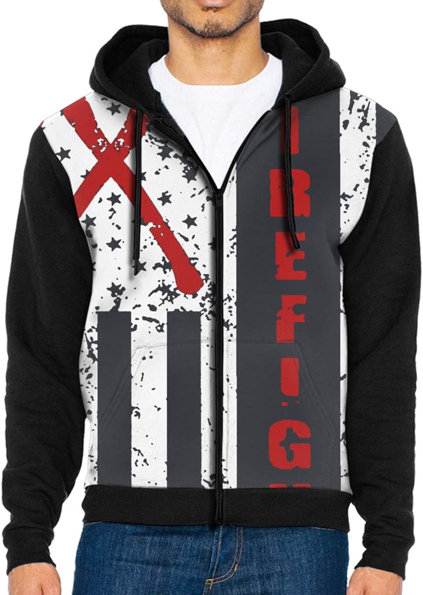 thin red zip up hoodie