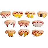 Odowalker 10 Pcs Prank Fake Teeth Vampire Teeth Halloween Ugly Dentures | 10 Styles Gnarly Tooth Gag Gifts, Costume Party Decorations Props, Easter April Fools Jokes Favor Accessory Kit