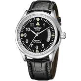 VIGOROSO Mens Wrist Watch Automatic Watches for Men Mechanical Analog Watch | Black leather mechanical wristwatch for men, Men's self winding watches with day date, Casual business wrist watch + Gift box