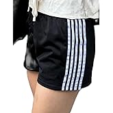 Seyurigaoka Women Striped Athletic Shorts Low Rise Wide Leg Gym Shorts Summer Loose Lounge Running Sweat Shorts