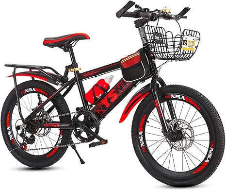 Amazon Co Jp ジュニアマウンテンバイククロスバイク21スピードドライブトレインデュアルディスクブレーキ 22インチの男の子と女の子の バイクフルパッケージ後部座席の屋外サイクリングを備えたポータブル屋外自転車 赤 22 ホーム キッチン