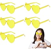 PLULON Heart Sunglasses for Women 5/12/25 Pcs, Heart Glasses Valentine Day Rimless Shaped Candy Color Fun Glasses Party Favor