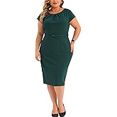 Agnes Orinda Plus Size Office Dress for Women 50s 60s Vintage Pencil Dress Bodycon Wear to Work Dresses