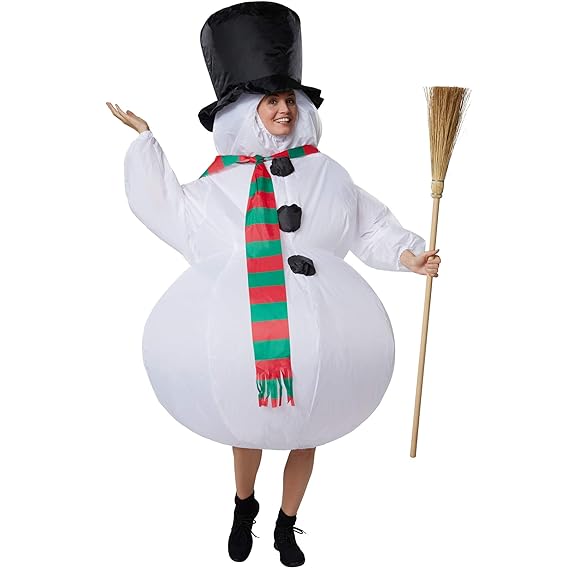 dressforfun 302359 - Aufblasbares Unisex Kostüm Schneemann mit Zylinder und Schal