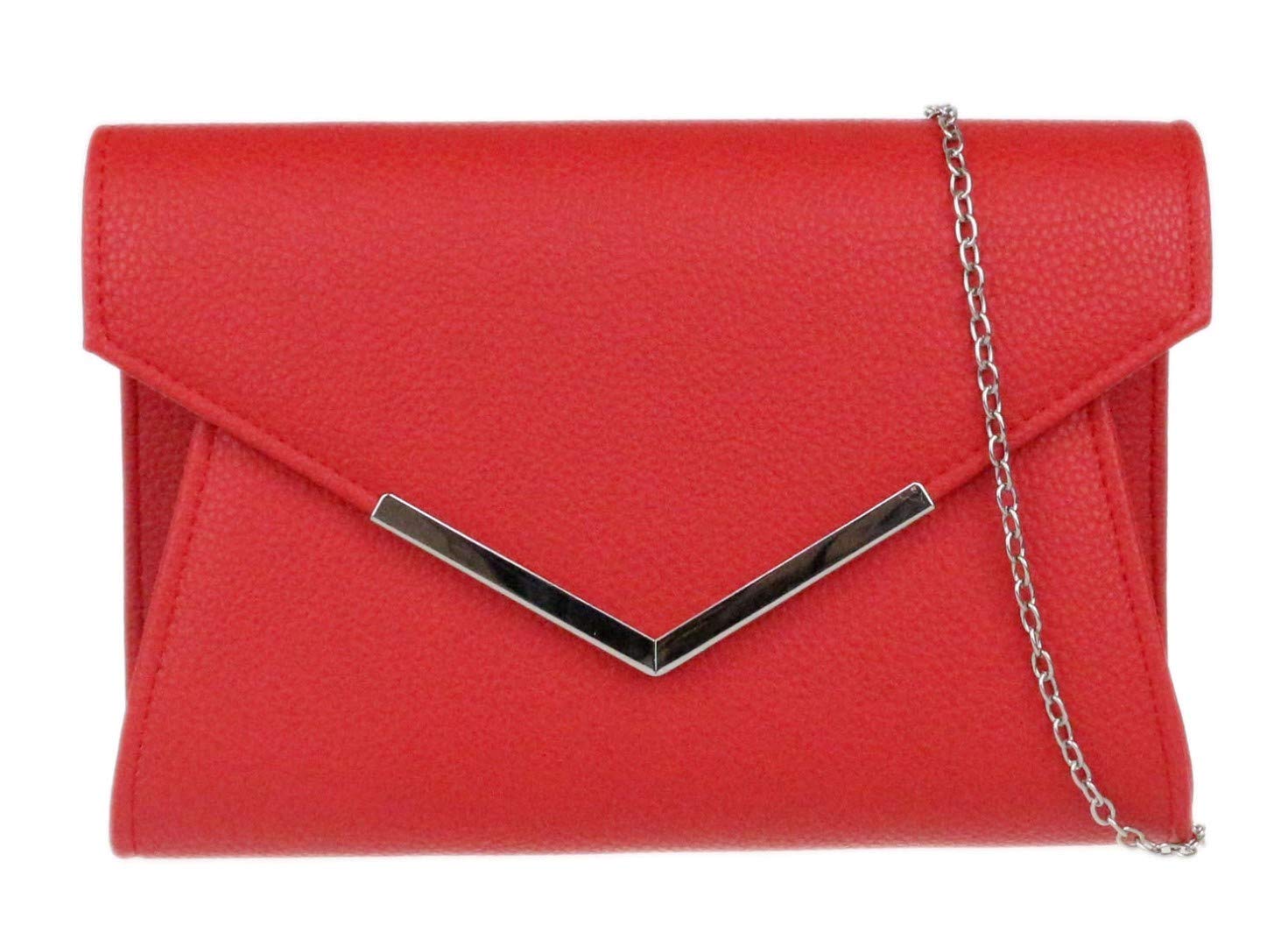 Girly Handbags Womens Metallic Frame Clutch Bag - Red
