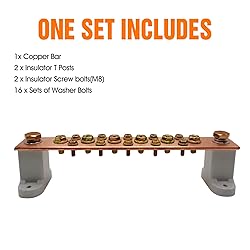 Copper Grounding Bar Kit, 7.8" Copper Bus Bar