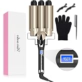 Hair Waver 1 1/4 Inch Crimper for Large Loose Waves, AIMERVO 3 Barrel Curling Iron 1.25", 15 Heat Settings 170-450&deg;F for All Hair Types, Ceramic Jumbo Curling Wand, Dual Voltage, for Mid to Long Hair