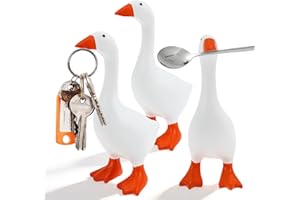 3PCS Desk Goose 7 Inches, Desktop Goose Statue with Magnetic Beak, Office Table Desk Decor Resin Goose Duck Statue Sculpture,