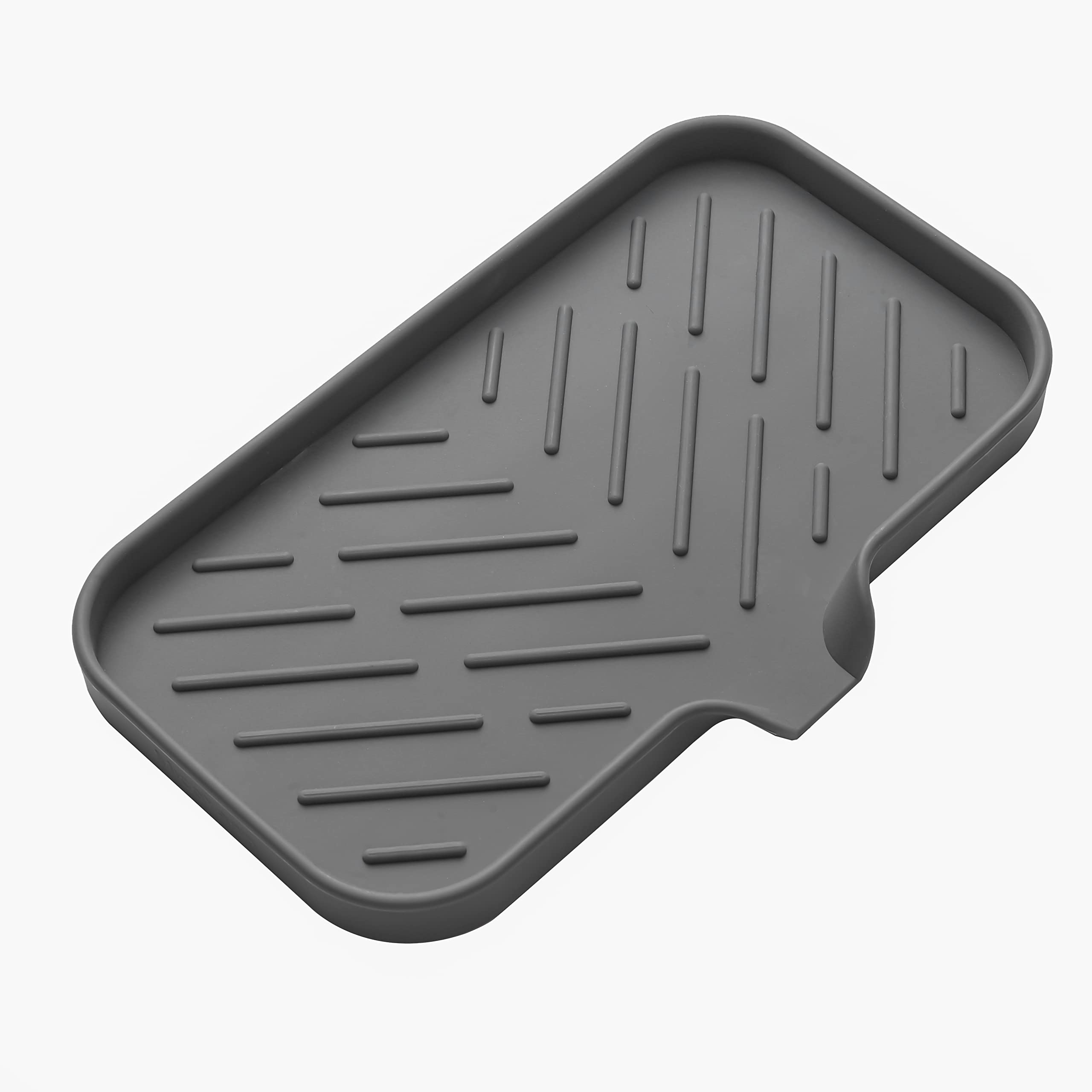 Photo 1 of MicoYang Silicone Bathroom Soap Dishes with Drain Spout-Bathroom and Kitchen Sink Organizer,Sponge Holder,Dish Soap Tray,Perfect for Dispenser,Scrubber,Bottle,Cup on Sink or Counter-Grey 9.6"×5.3"