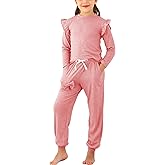 Jimonda Kids Girls Long Sleeve Tops and Pants with Pockets Clothing Set 2 Piece Outfits Tracksuit Outdoor Sweatsuit Sets