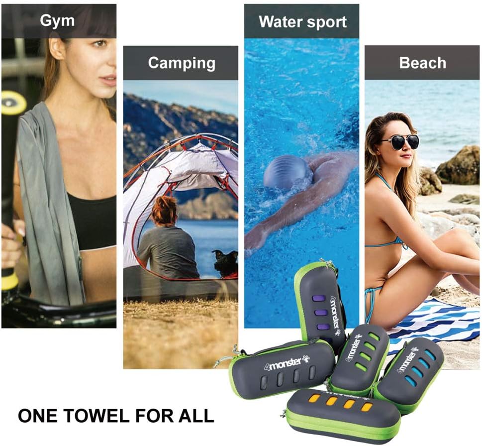 4Monster Microfiber Towel, Travel Towel, Camping Towel,Large Size 26.7 x 55.1¡±, Fast Drying, Soft Light Weight,Suitable for Gym, Beach, Swimming, Backpacking and More: Home & Kitchen