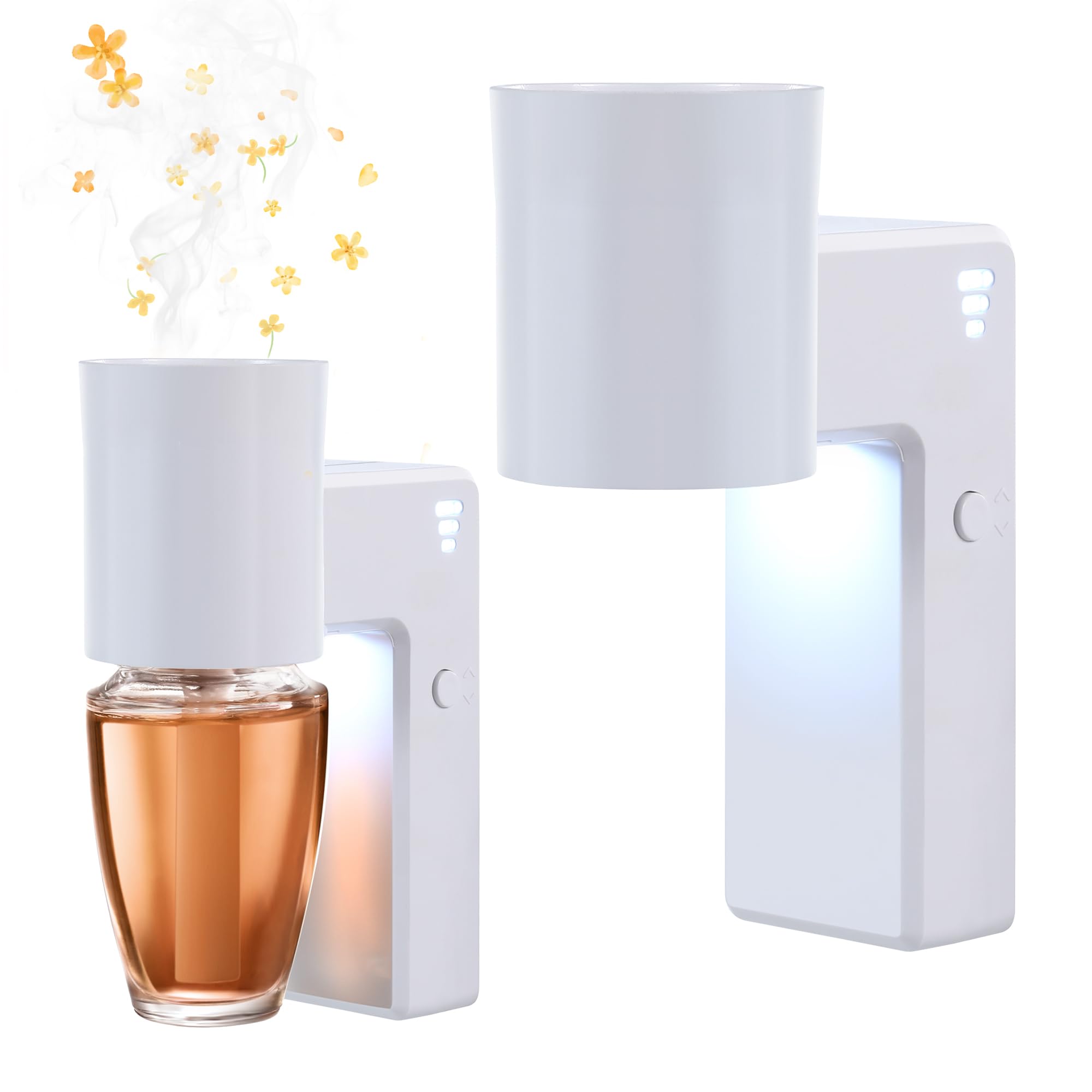 Photo 1 of 2 Pcs Wall Fragrance Plug in with Night Light Compatible with Bath and Body Works Wallflowers, with 3-Speed Adjustable Fragrance Essential Oil Diffuser for Home, White