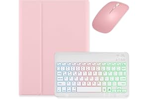 kaidisen Backlit Keyboard for Galaxy Tab S9 11 inch/Tab S9 FE 10.9 inch/Tab S8 11 inch/Tab S7 11" Keyboard Case with Mouse, Detachable Backlight Color Keyboard Case,Pink+White