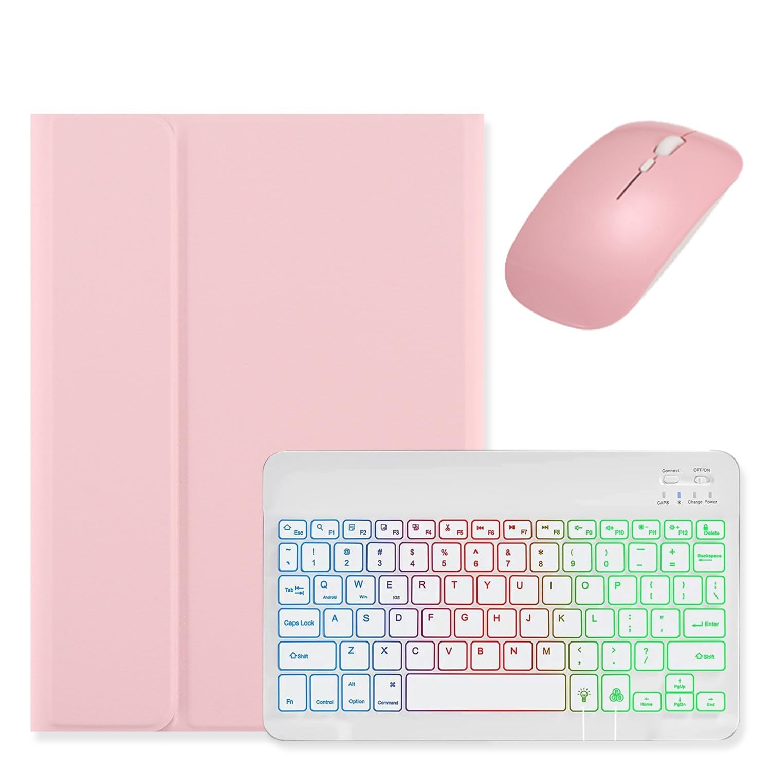 Photo 1 of ***(MISSING MOUSE AND KEYBOARD)***kaidisen Backlit Keyboard Case for iPad (A16) 11th Gen 2025/ iPad 10th Generation 2022 10.9 inch Case with Mouse and Detachable Backlight Keyboard,Pink+White