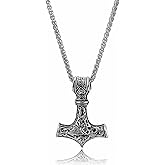 HORHEAR Mjolnir Necklace Thor Hammer Necklace Men Viking Thor Pendant Stainless Steel Chain Necklace