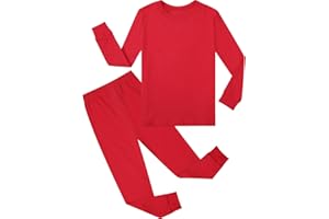 A&J DESIGN Pajamas Set for Kids 2-14 Years, 100% Cotton Solid Color 2 Piece Pjs