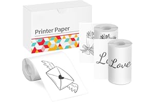 T02 White Adhesive Thermal Paper Roll, 10-Year Thermal Printing Paper, PokeLabel Mini Printer Paper Compatible With T02/M02X/M02L, 50mmx3.5m, 3 Rolls