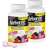 Airborne 1000mg Vitamin C + Zinc Immune Support Supplement Chewable Tablets, Very Berry Flavor with Powerful Antioxidants Vitamins A C & E, 116 Chewable Tablets (2 Pack)