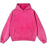 ATOFY Oversized Hoodies for Men Womens Pullover Sweatshirts Acid Wash Vintage Loose Fit Unisex Cotton Outfits