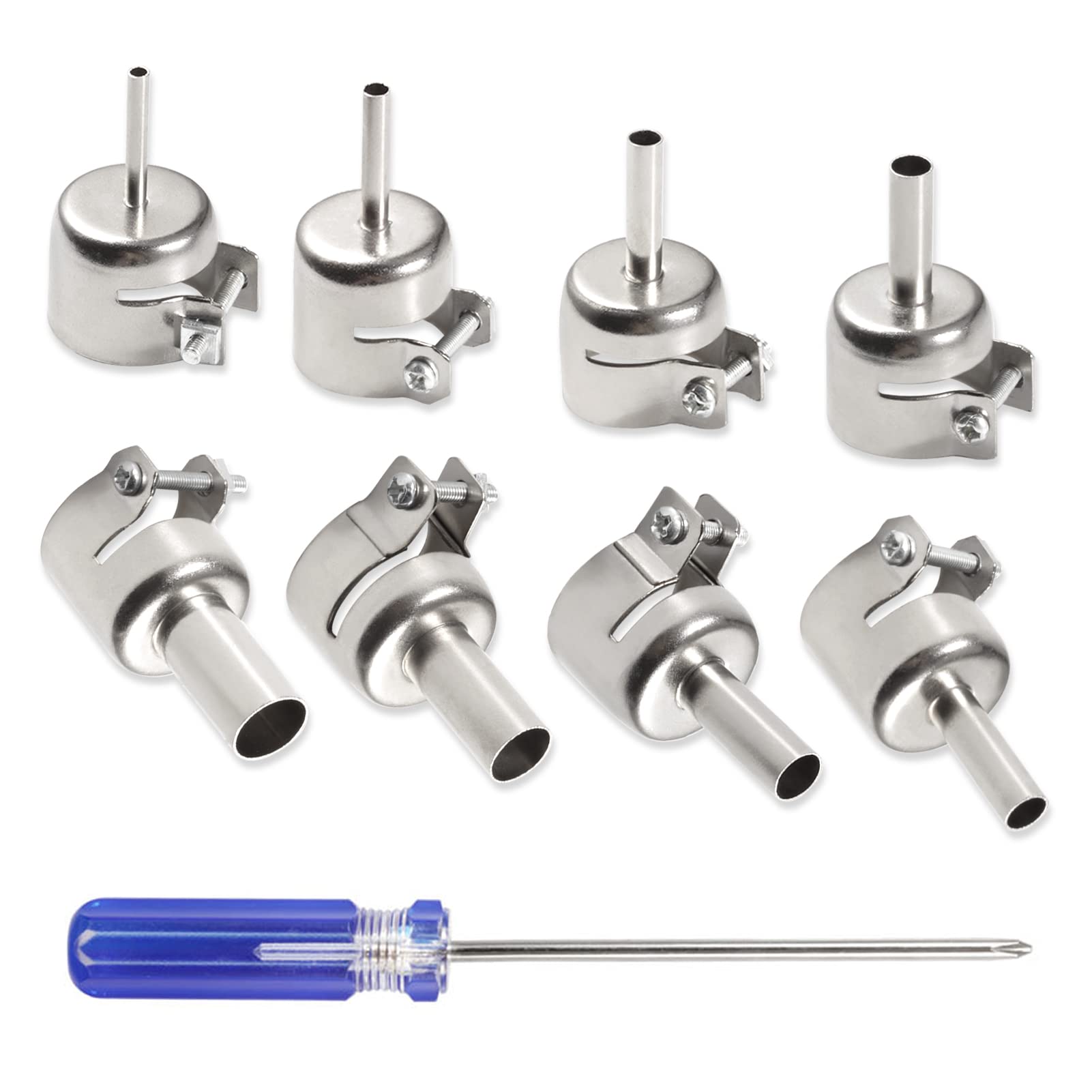 LEONTOOL 8 Pcs Heat Gun Nozzle Kits for Air Pump Type Hot Air Soldering Station Repair Tools, Hot Air Gun Tips Heat Gun Attachments Tips for 850 Series, 3mm,4mm,5mm,6mm,7mm,8mm,10mm,12mm