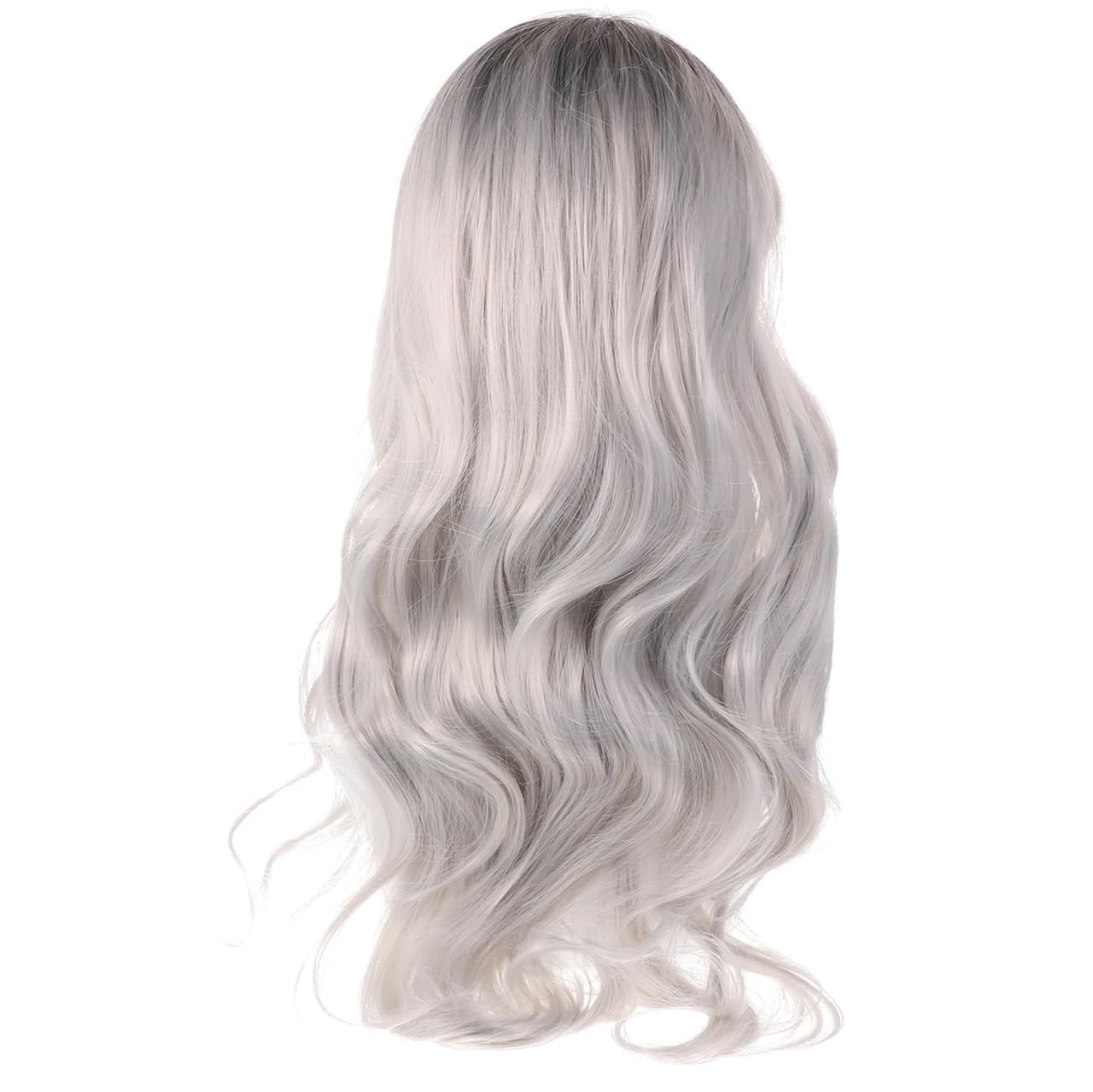 Frcolor Long Wave Curly Cosplay Wig Lolita Style Anime Costume Wigs Black Ombre Gray