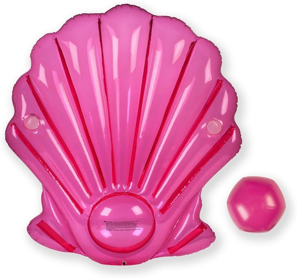 PVC Swim Ring Large Mermaid Scallop Shell Water Floating Inflatable Floating Bed Floating Row Mounted Swim Equipment New Floating Float Floating Air Inflatable Swim Ring Seaside Float Chair Lounge Swim Ring,Pink