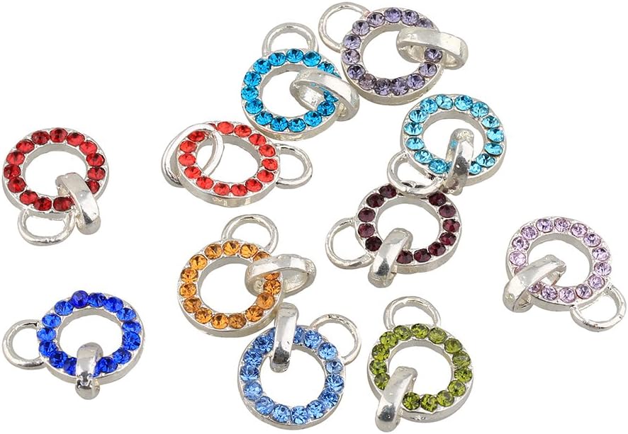 20pc Silver Plated Assorted O Design Crystal Link Connector Bail Fit European Bracelet AB397mix