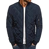 Gafeng Mens Flight Bomber Diamond Quilted Jacket Lightweight Varsity Jackets Winter Warm Padded Coats Outwear