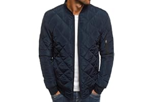 Gafeng Mens Flight Bomber Diamond Quilted Jacket Lightweight Varsity Jackets Winter Warm Padded Coats Outwear