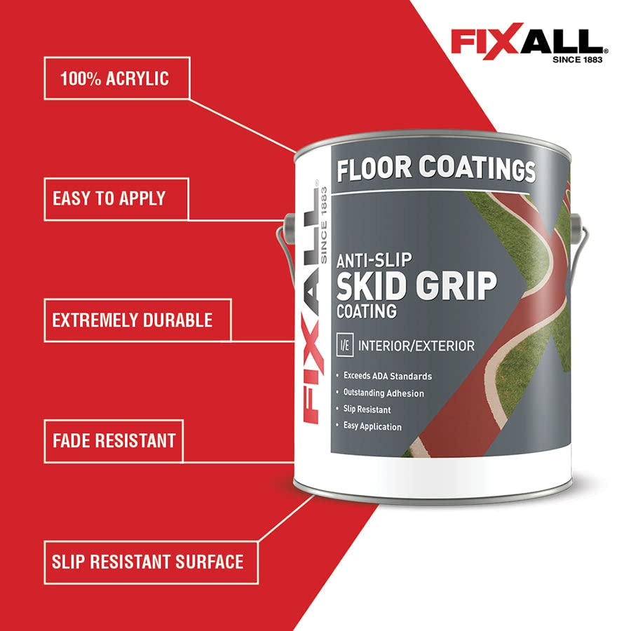 FixALL Skid Grip AntiSlip Floor Coating, Interior/Exterior 5 Gallon