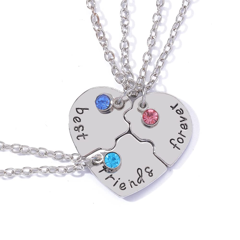 ShiQiao Spl BFF Necklace for 3 Girls Best Friend Birthday Gifts for Bestie Gifts for Women Matching Friendship Necklace 3 Pcs