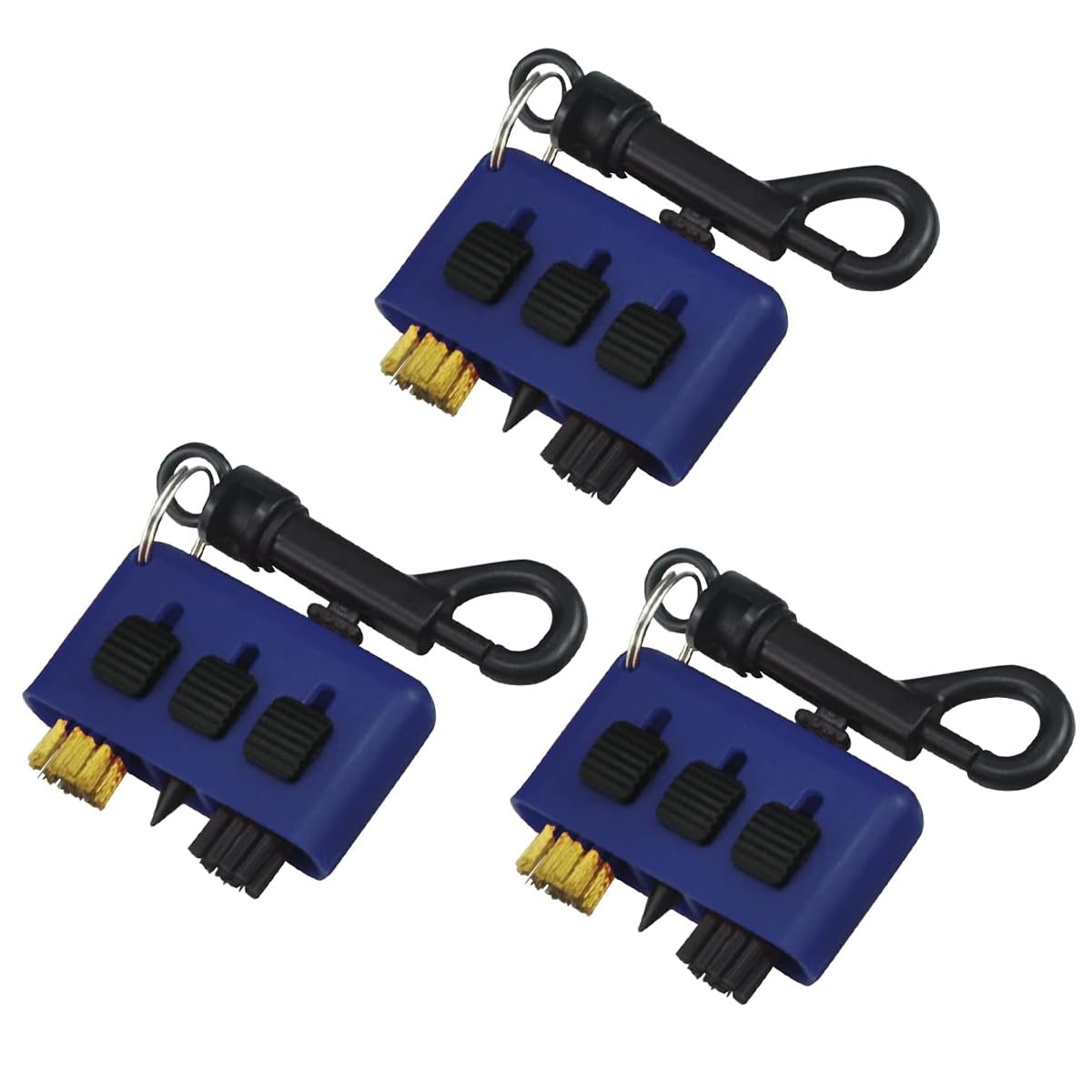 FUZVOL 3 Pack Golf Club Brush 3 in 1 Golf Slot Cleaning Brush with Clip Groove and Ball Shoes Cleaning Tools Putter Wedge Ball Cleaner Retractable Pocket Golf Club Accessories Blue