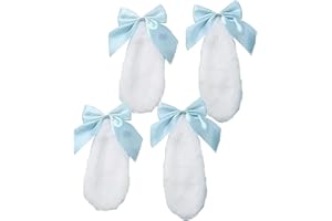 2 Pair Blue Girls Bunny Plush Lop Ears Hair Clip Rabbit Furry Ears Ribbon Bow-knot Hair Clamp Hairpin Cosplay Headwear Easy t