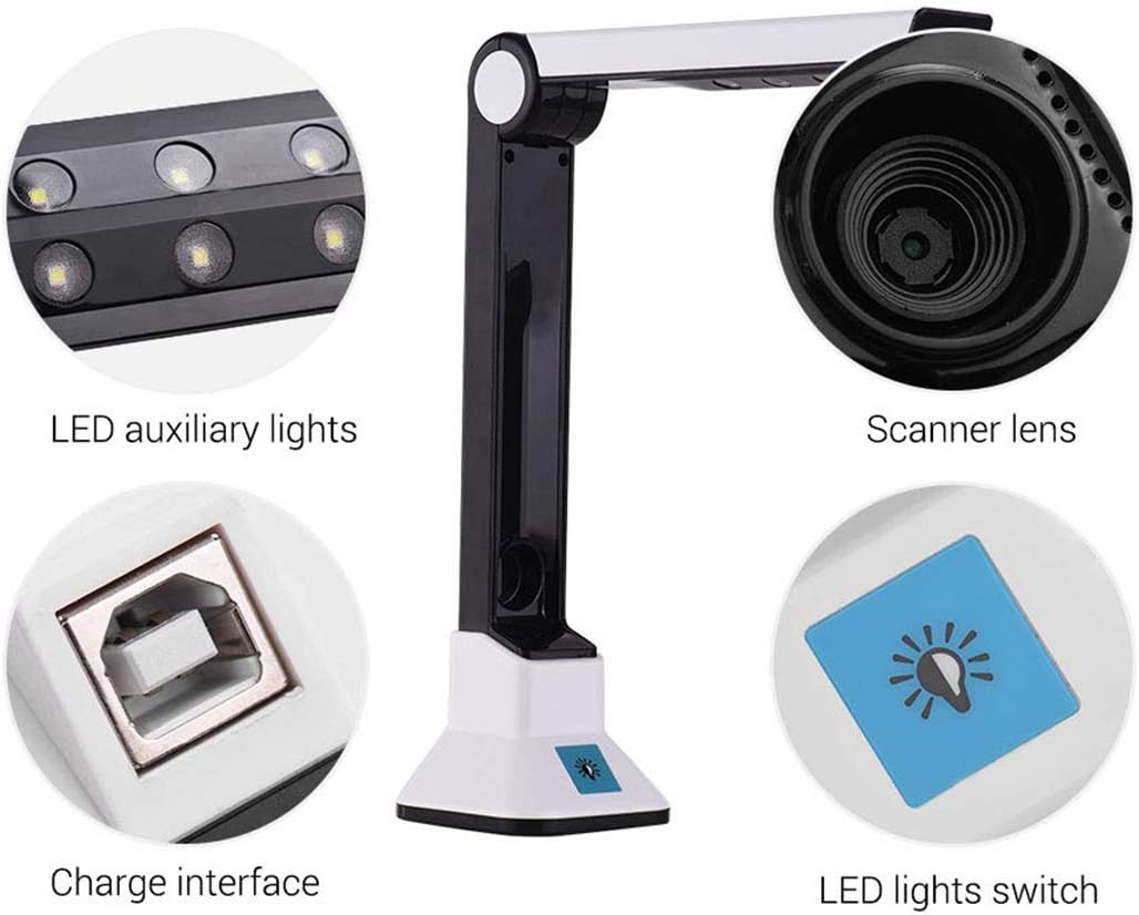 EnweGey Document Camera, Portable High-Definition Scanner, with Real-time Projection Video Recording Function, A4 Format, OCR Multi-Language Recognition, for Office Classrooms,Soft Bottom: Home & Kitchen