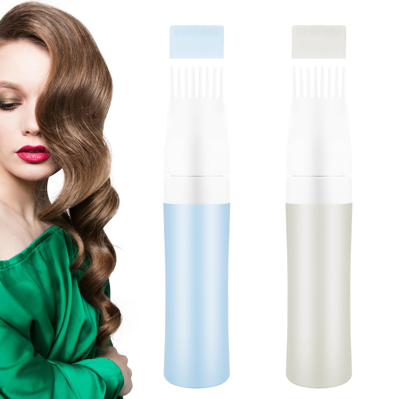 Photo 1 of 2 PCS 2.8 OZ Silicone Hair Oil Applicator, Silicone Root Comb Applicator Bottle for Hair Dye, Scalp Oil Application with Brush (Blue & Grey)