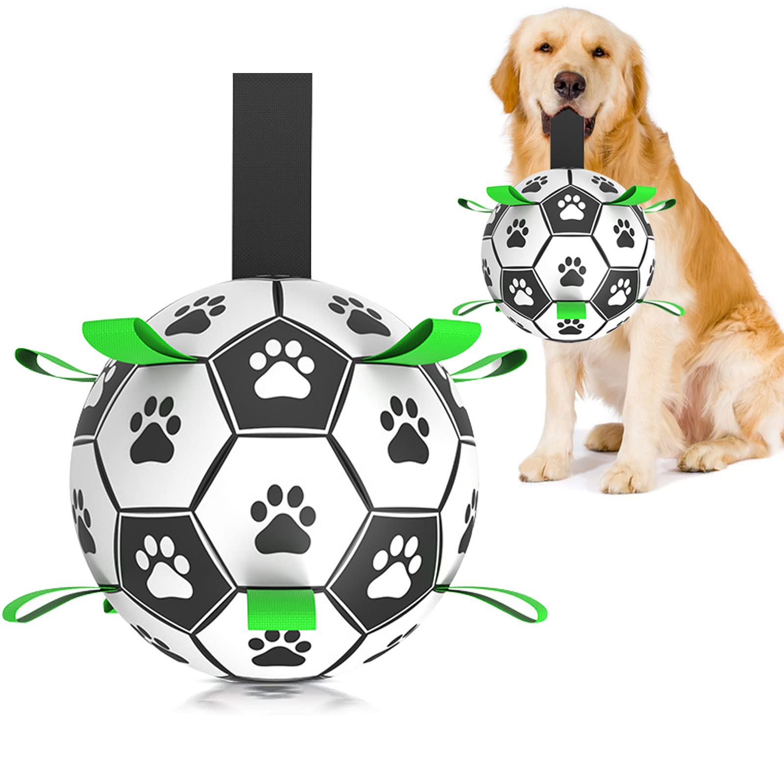 Photo 1 of Amasiver Dog Soccer Ball Toys with Straps - 8 inch Large Herding Ball for Dogs, Interactive Dog Toys for Tug of War, Tug Toy Birthday Gifts, Water Toy, World Cup Sturdy Dog Balls for Medium Large