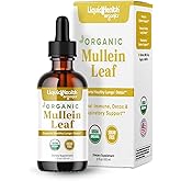 LIQUIDHEALTH USDA Organic Mullein Leaf Extract Drops for Lungs - Herbal Cleansing Drops for Smokers, Immune Support, Respiratory Health - 1000mg, 60-Day Supply, Sugar-Free, Made in USA (2 fl oz)