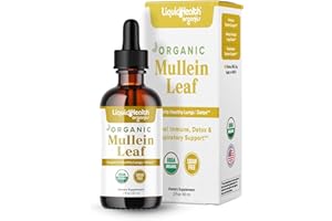 LIQUIDHEALTH USDA Organic Mullein Leaf Extract Drops for Lungs - Herbal Cleansing Drops for Smokers, Immune Support, Respiratory Health - 1000mg, 60-Day Supply, Sugar-Free, Made in USA (2 fl oz)