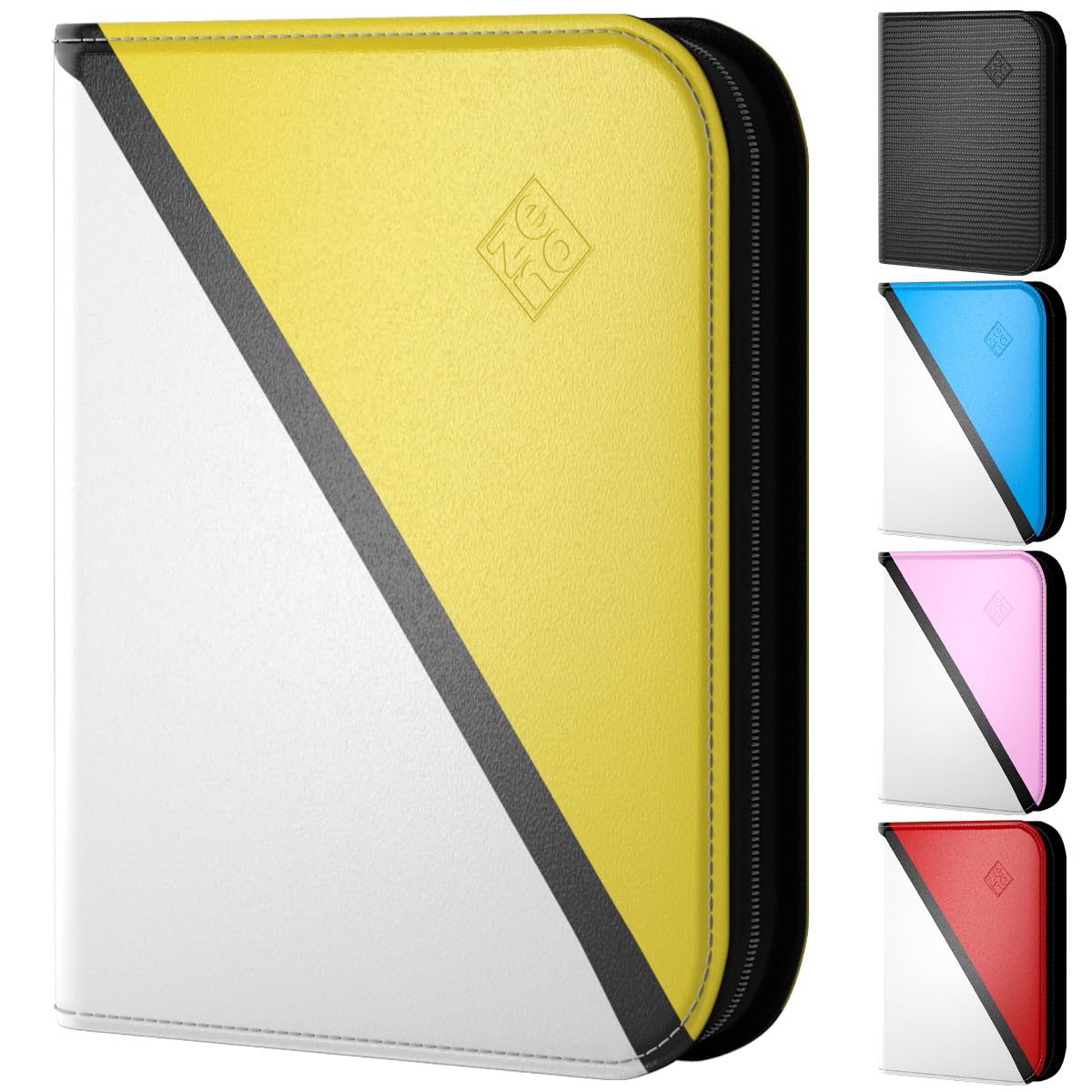 Trading Card Binder 4 Pocket – With 50 Pages + 400 Slot Capacity, Top Loading Sleeves, PU Leather Cover, Card Folder & Collector Album for Standard Size Trading Cards, TCG & Sports Cards - Yellow