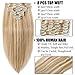 22 inch 110g Clip in Remy Human Hair Extensions Full Head 8 Pieces Set Long length Straight Very Soft Style Real Silky for Beauty #12/613 Light Golden Brown/Bleach Blonde