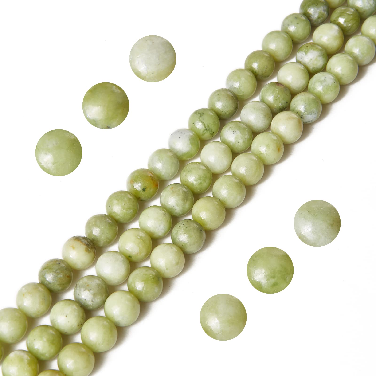 Photo 1 of 100pcs 8mm Chinese Jade Beads Natural Gemstone Beads Round Loose Beads for Jewelry Making