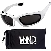 WYND Blocker Polarized Motorcycle & Fishing Floating Sports Wrap Sunglasses (White/PZ Smoke Lens)
