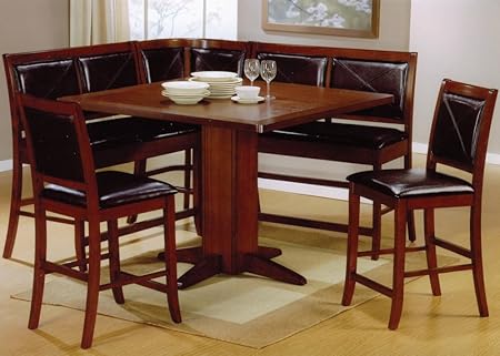 6 Piece Corner Dining Set In Deep Distressed Dark Brown Coaster